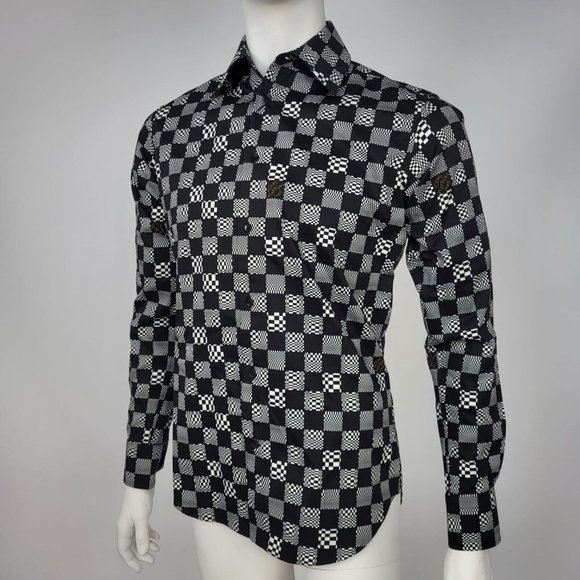 Louis Vuitton Men's Classic Black & White Distorted Damier Shirt - Picture 2 of 15
